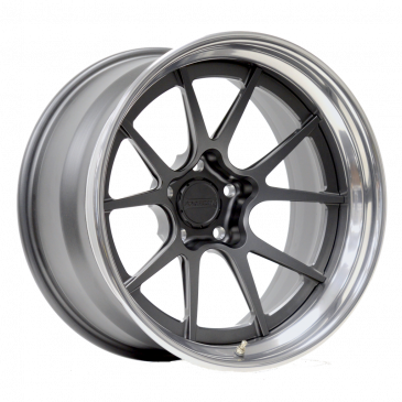GA3C Open Lug Finished with Frozen Charcoal Center and Polished Stepped Lip Outer with Tinted Clear